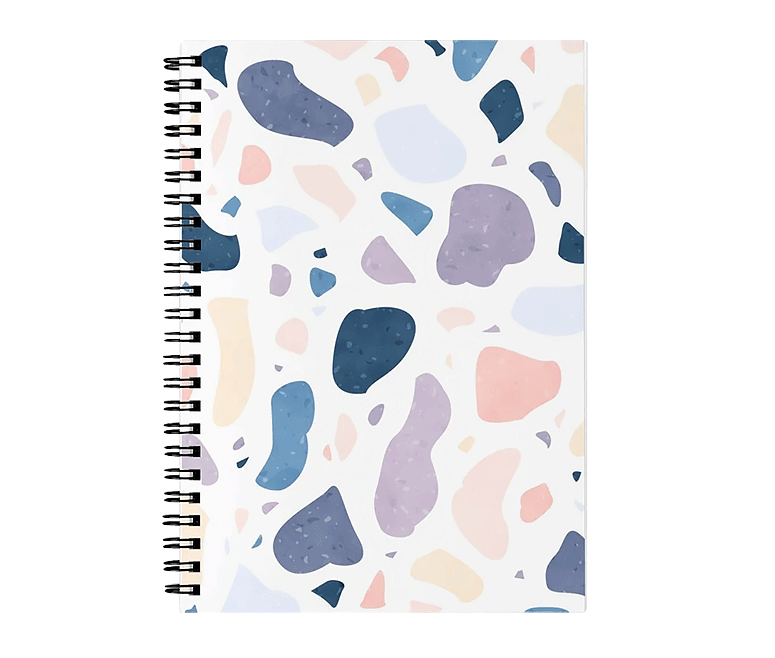 Terrazzo aquarelle bleu violet rose beige cahier