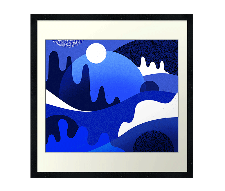 Terrazzo paysage nuit bleue tableau