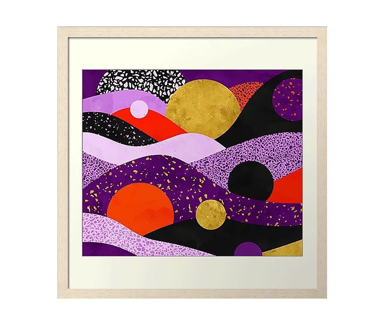 Terrazzo violet doré orange tableau